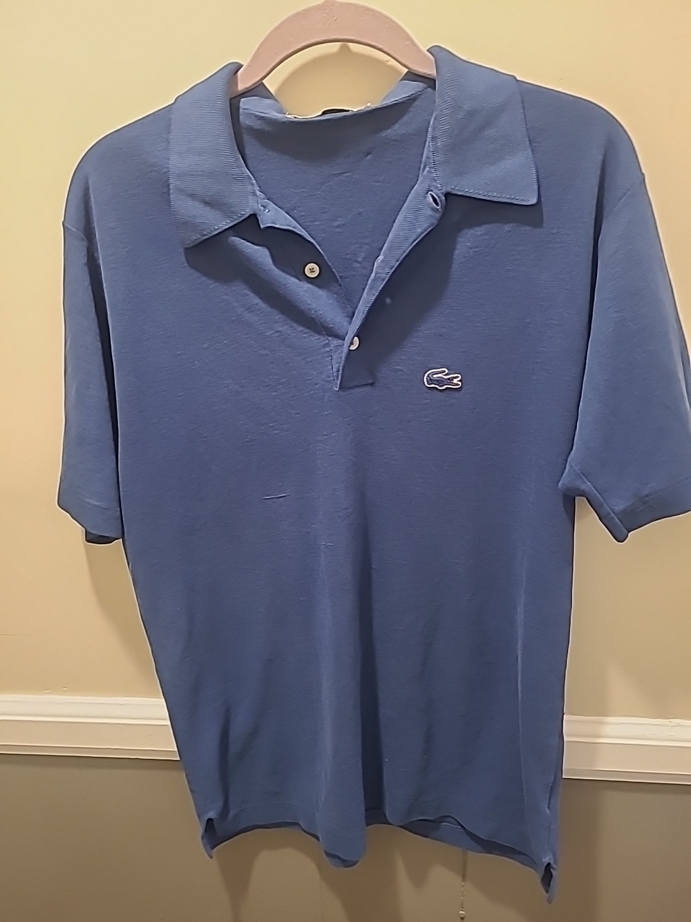 Vintage Izod Lacoste Short Sleeve Polo Shirt Blue Large L Men's READ - Picture 5 of 14